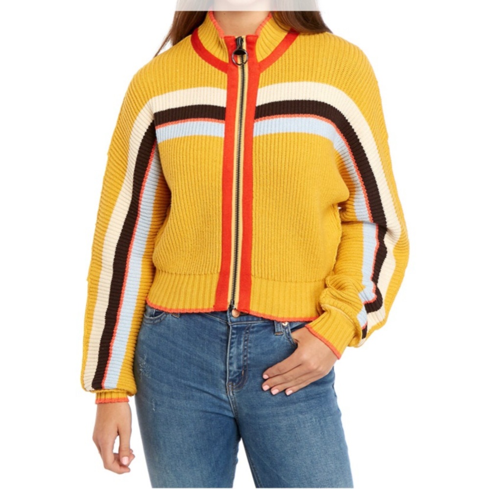 NWT Free People Ready Set Go Zip Up Top Sweater